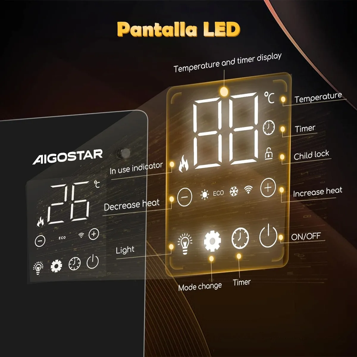 Radiador electrico diseño wifi de conveccion panel ultra fino 2000w Aigostar — foto 7