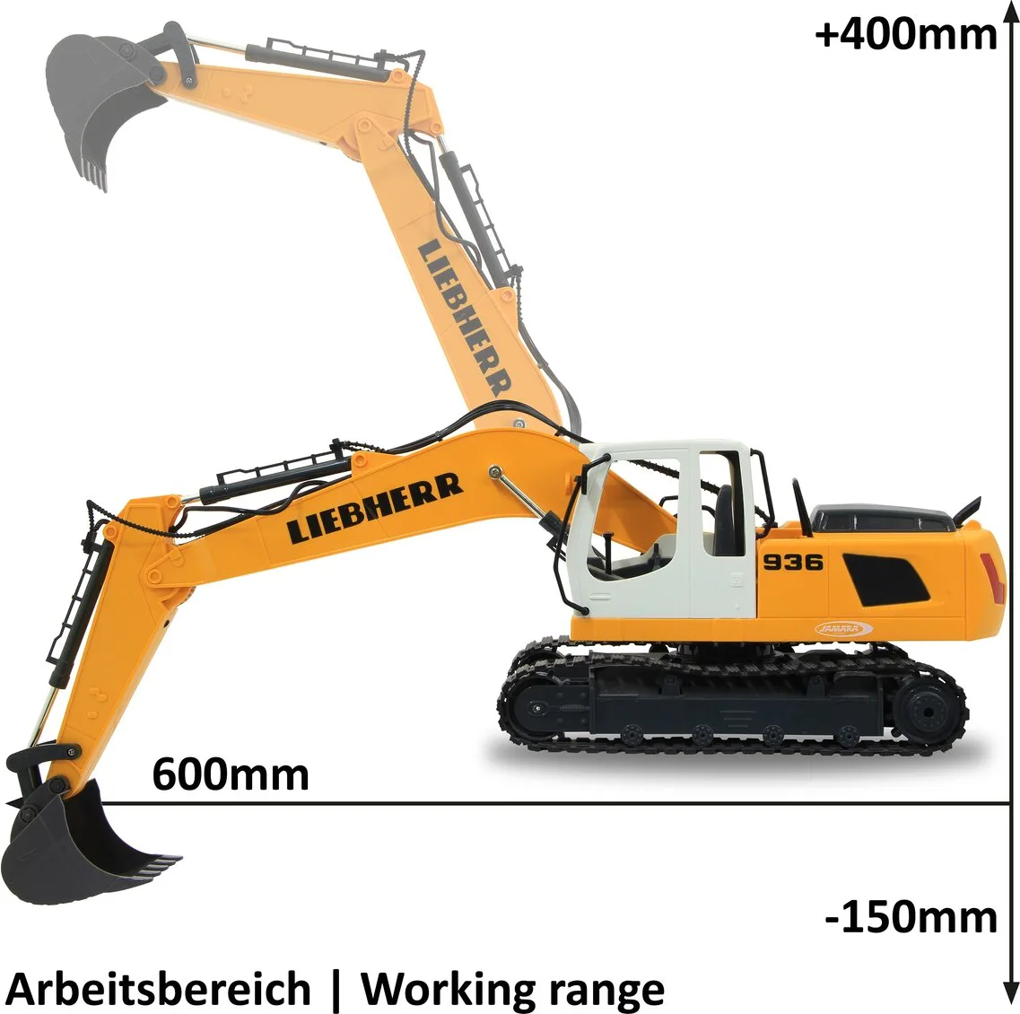 Excavadora Teledirigida Liebherr R936 1:20 2,4GHz Destruction-Set con Pinza y Martillo de Demolicion — foto 9