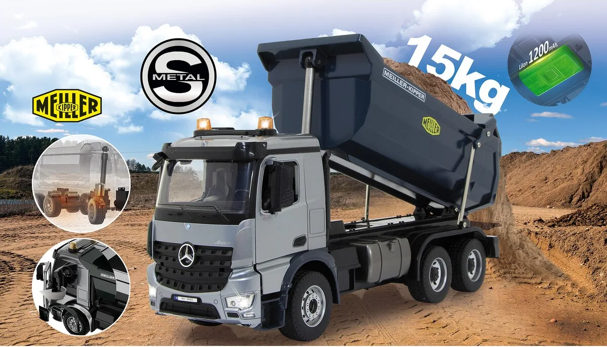 Camion Teledirigido Volquete Mercedes Benz Arocs 1:20 Metal Meiller 2,4GHz — foto 3