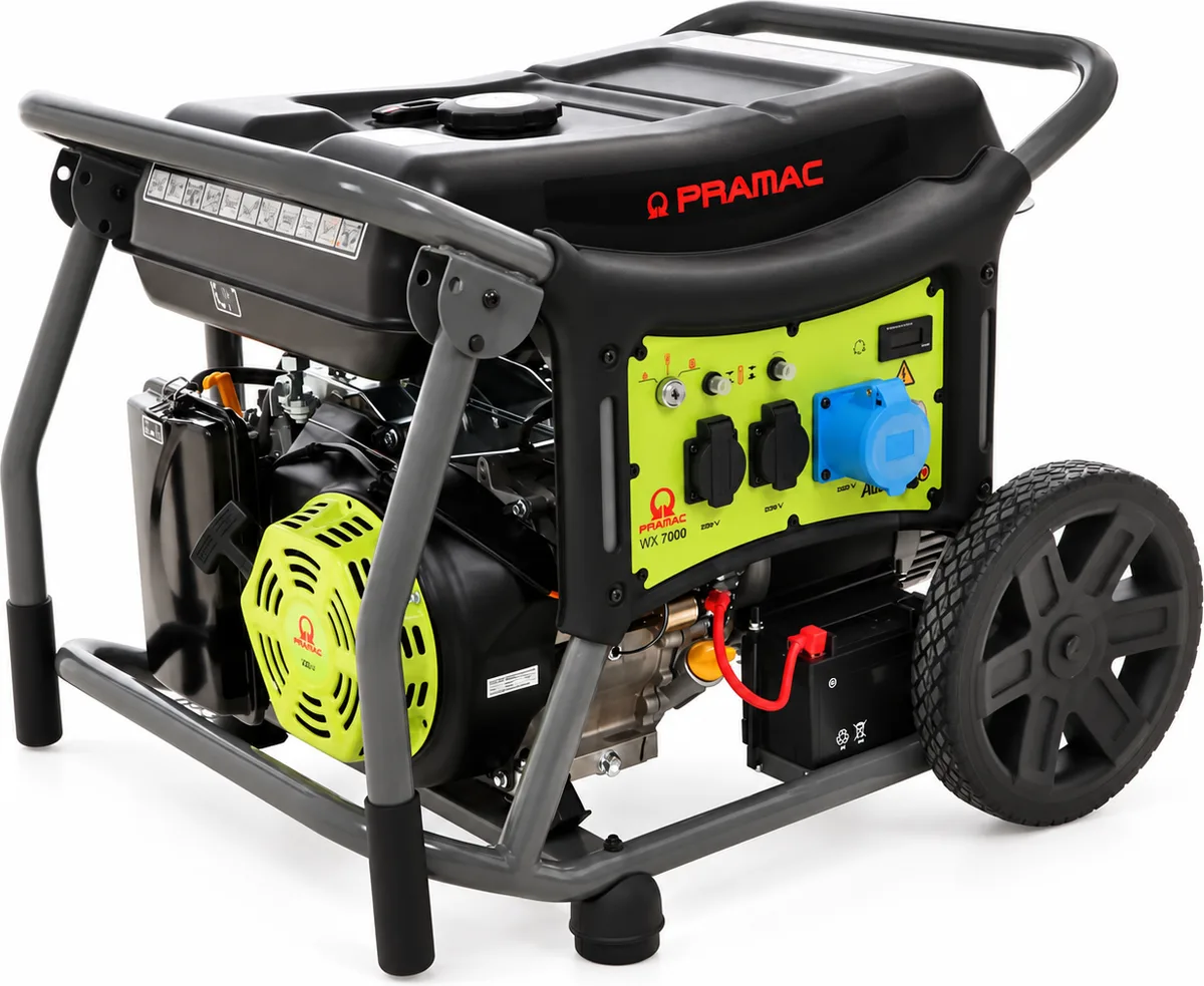 Generador de gasolina Pramac WX 7000 · 5.800 W · arranque eléctrico · AVR — foto principal