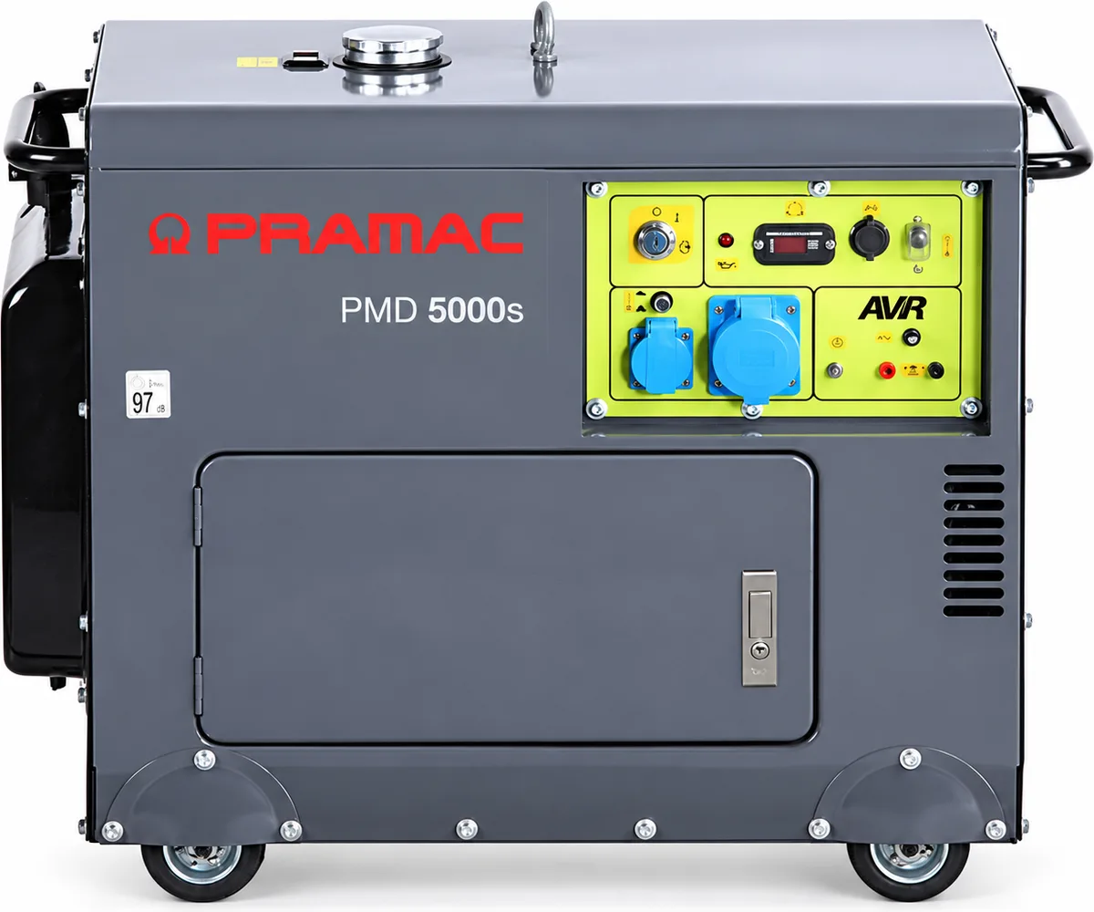 Generador diésel Pramac PMD5000S · 4.500 W · 230 V · arranque eléctrico