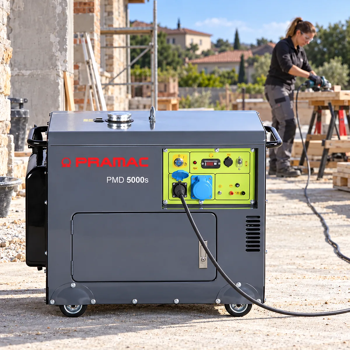 Generador diésel Pramac PMD5000S · 4.500 W · 230 V · arranque eléctrico — foto 4