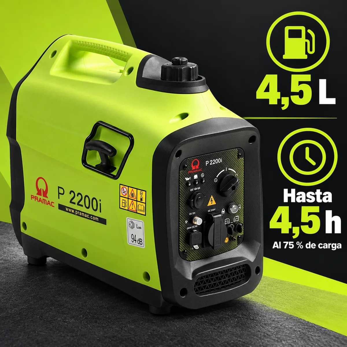Generador inverter Pramac P2200i · 1.900 W · gasolina — foto 6