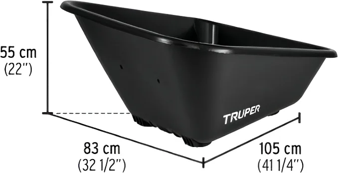 Carretilla de Plastico Truper 175L Doble Rueda Neumática — foto 2