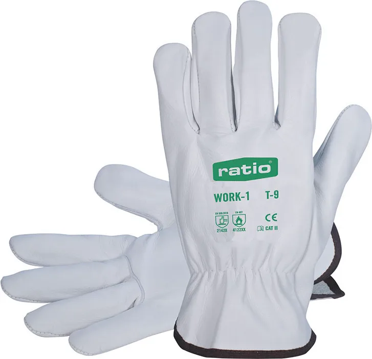 Guante Piel Flor Vacuno Blanco Work 1