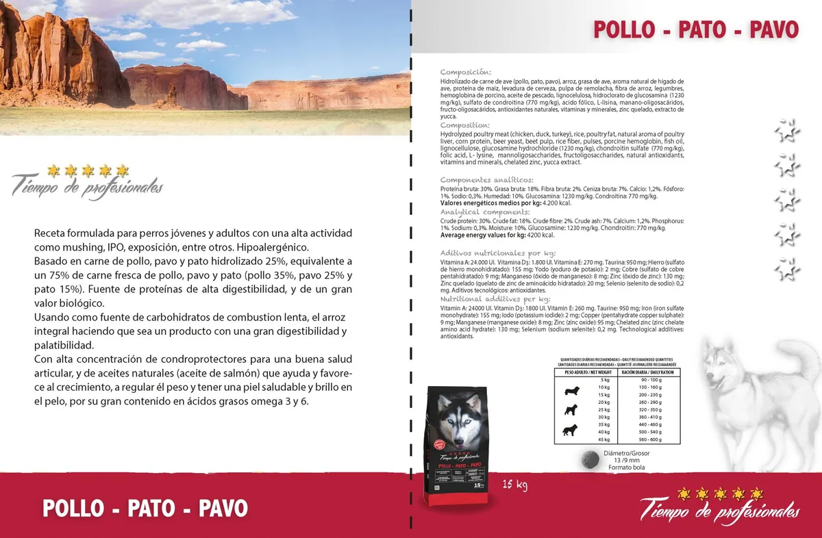 Pienso Perros Tiempo de Profesionales Pollo Pato y Pavo 15 kg — foto 2