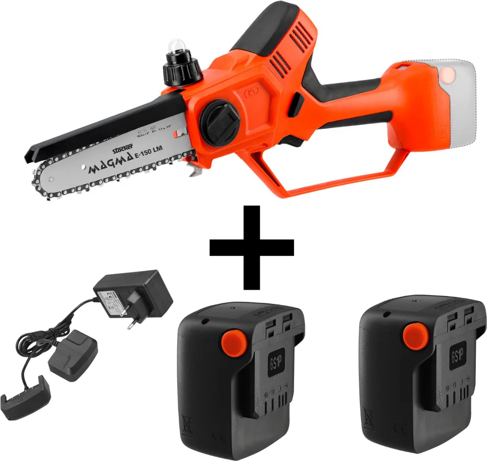 Motosierra Poda Stocker Magma E-150 LM 21 V con Maletin, 2 Baterias y Funda