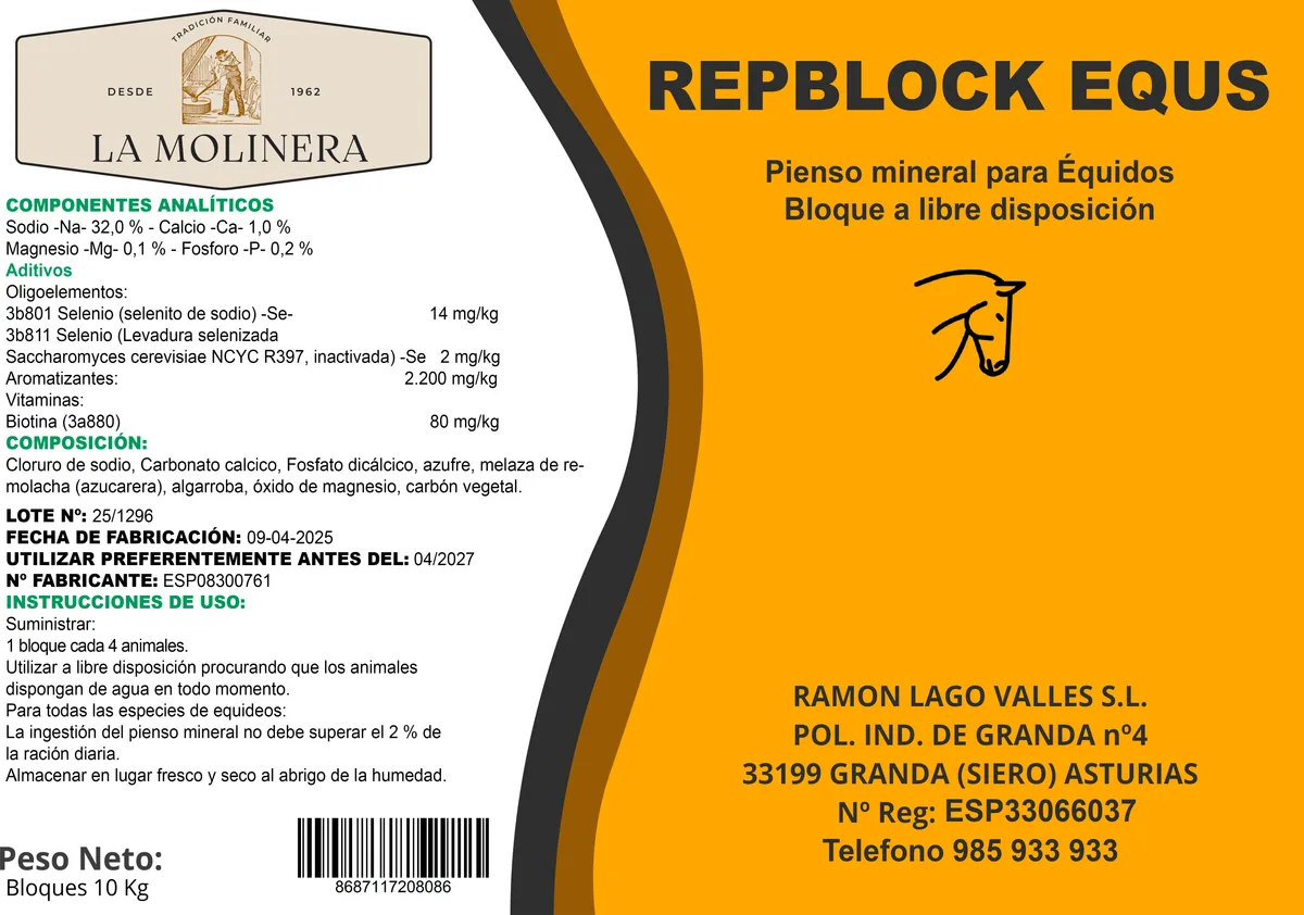 Bloque Nutraceutico Repblock Equs Caballos 10 kg — foto 5