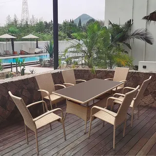 Mesa Acero/Ratan 150x85xh74 cm