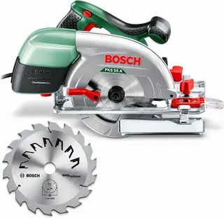 Sierra circular Bosch PKS 55 A 1200 W, 160 mm + disco extra