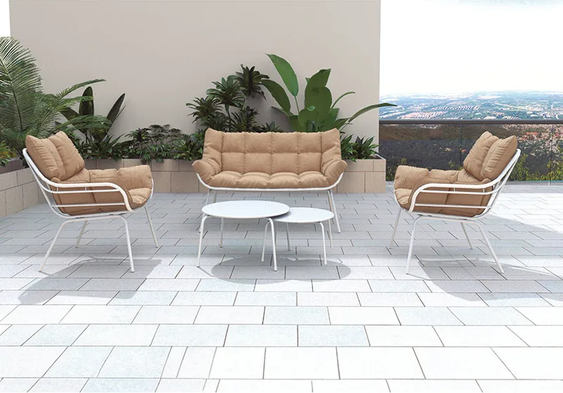 Conjunto Jardin Serie Barcelona 2 Sillones + Sofa + Mesita