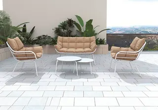Conjunto Jardin Serie Barcelona 2 Sillones + Sofa + Mesita