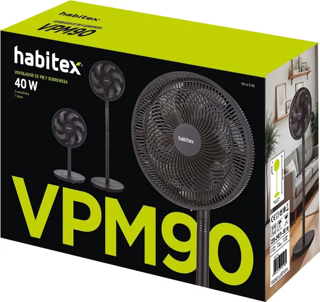 Ventilador diseño 2 en1 pie Habitex VPM90 — foto 2