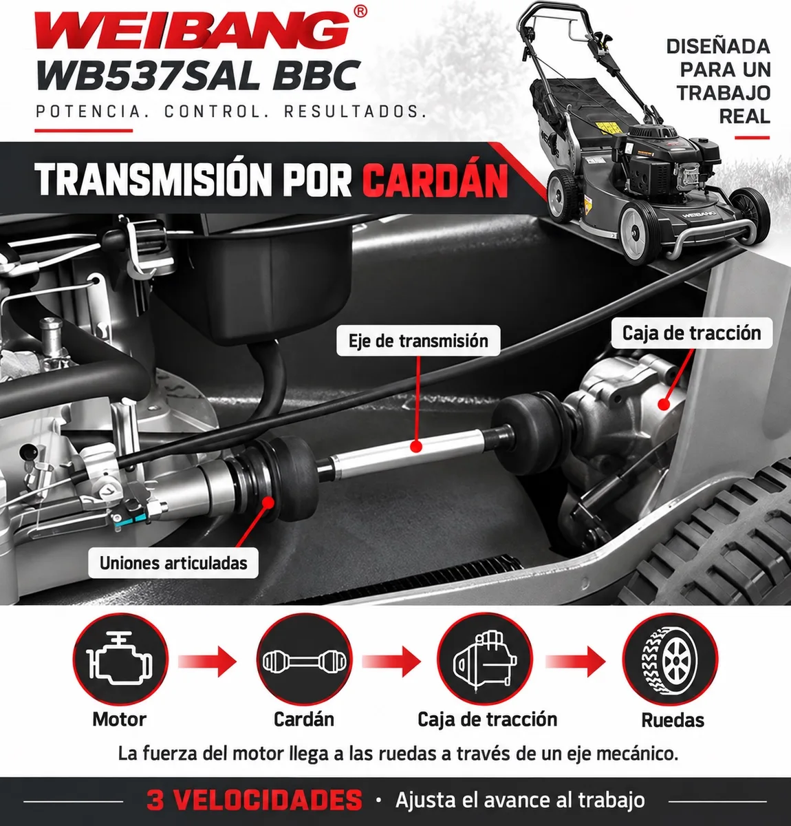 Cortacesped Weibang WB 537SAL BBC Cardan — foto 6