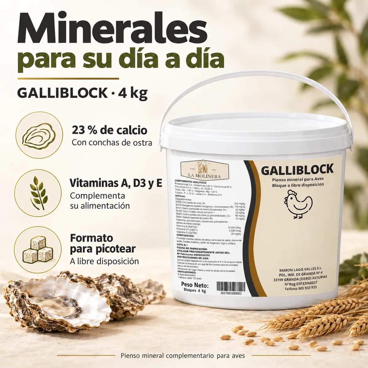 Bloque Mineral Gallinas GalliBlock 4 kg — foto 3