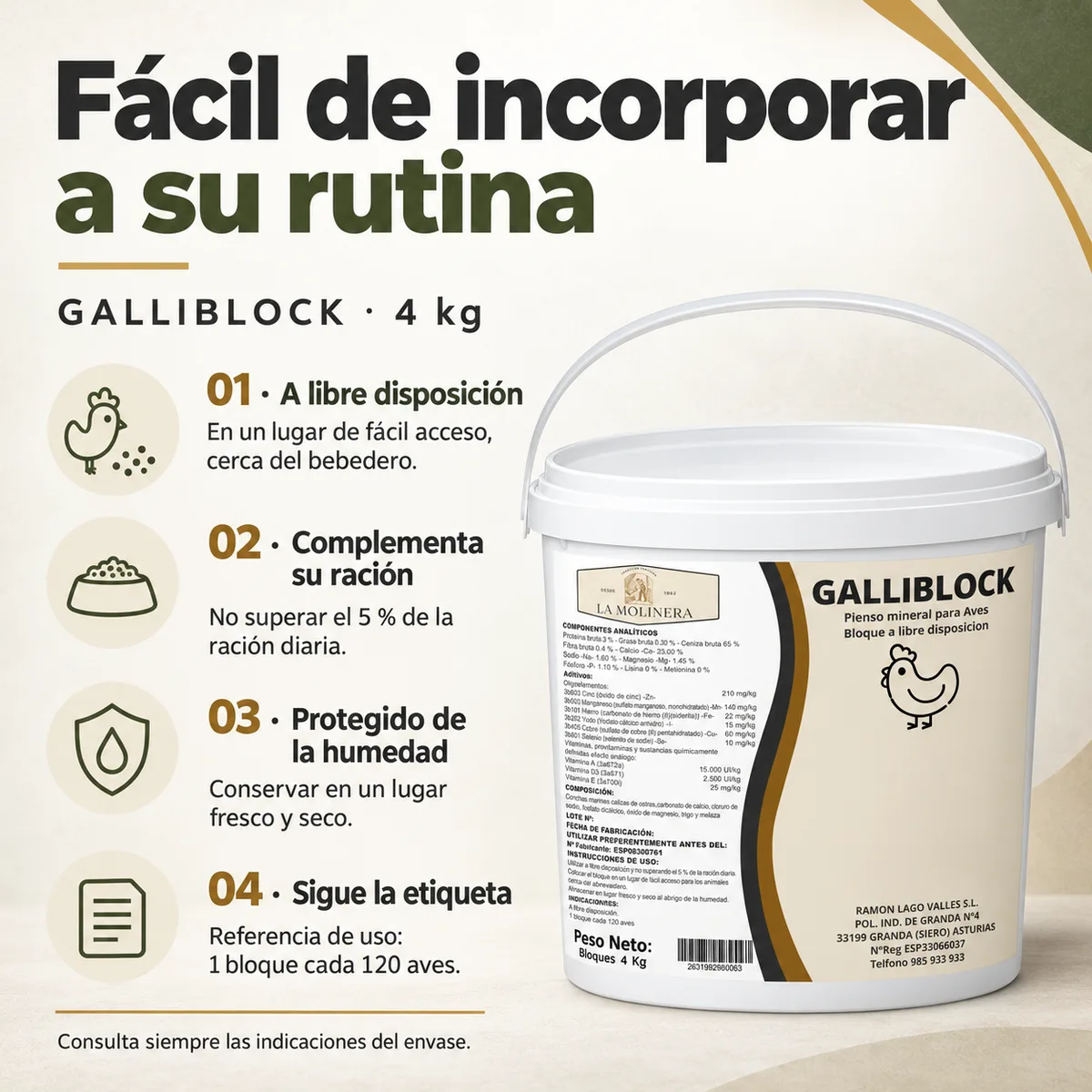 Bloque Mineral Gallinas GalliBlock 4 kg — foto 5