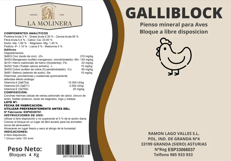 Bloque Mineral Gallinas GalliBlock 4 kg — foto 7
