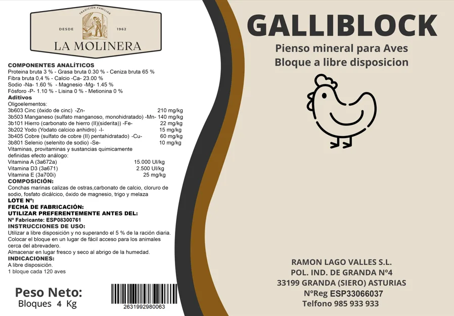 Bloque Mineral Gallinas GalliBlock 4 kg — foto 9