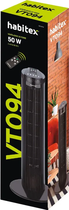 Ventilador Torre Negro Habitex — foto 3