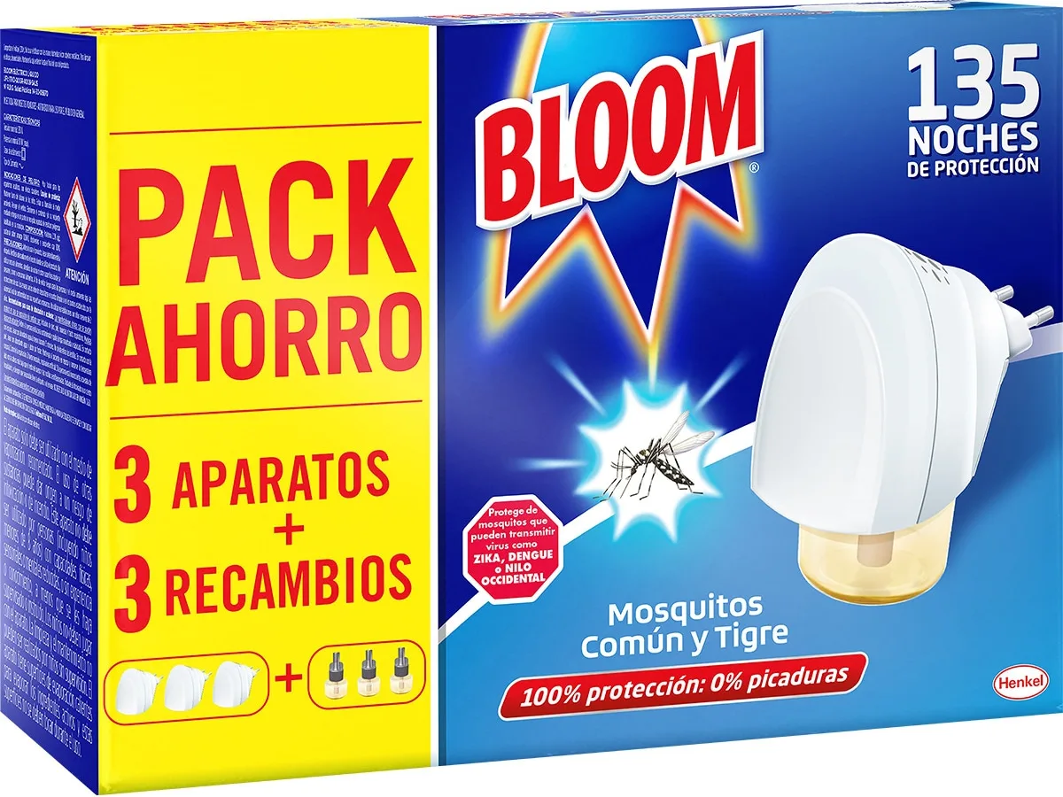 Bloom Insecticida Electrico Antimosquitos Pack 3 Aparatos + 3 Recambios