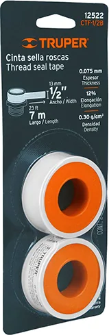 Cintas Teflon Truper 2 Rollos 7 Metros 13 mm