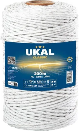 Cordon Conductor Pastor Electrico 200 m Blanco Classic