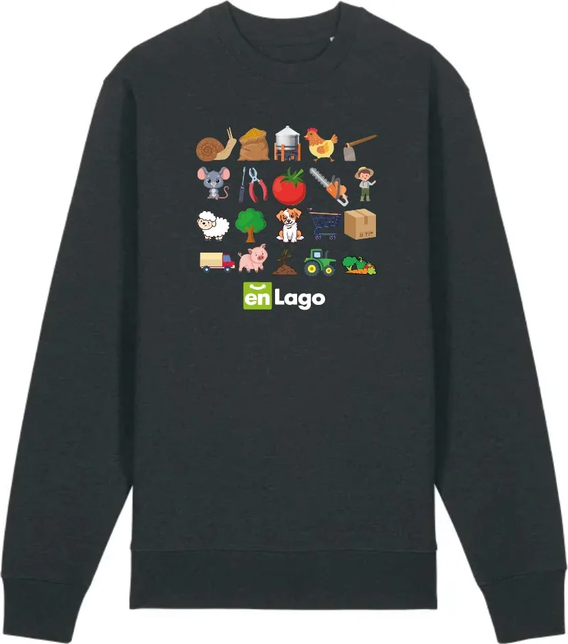 Sudadera Antracita Jaspeado Enlago Talla L
