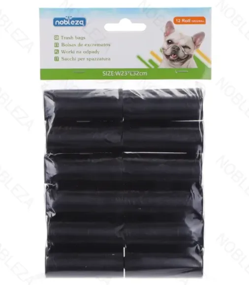 Pack 12 Bolsas Basura Perros Negro 23x32