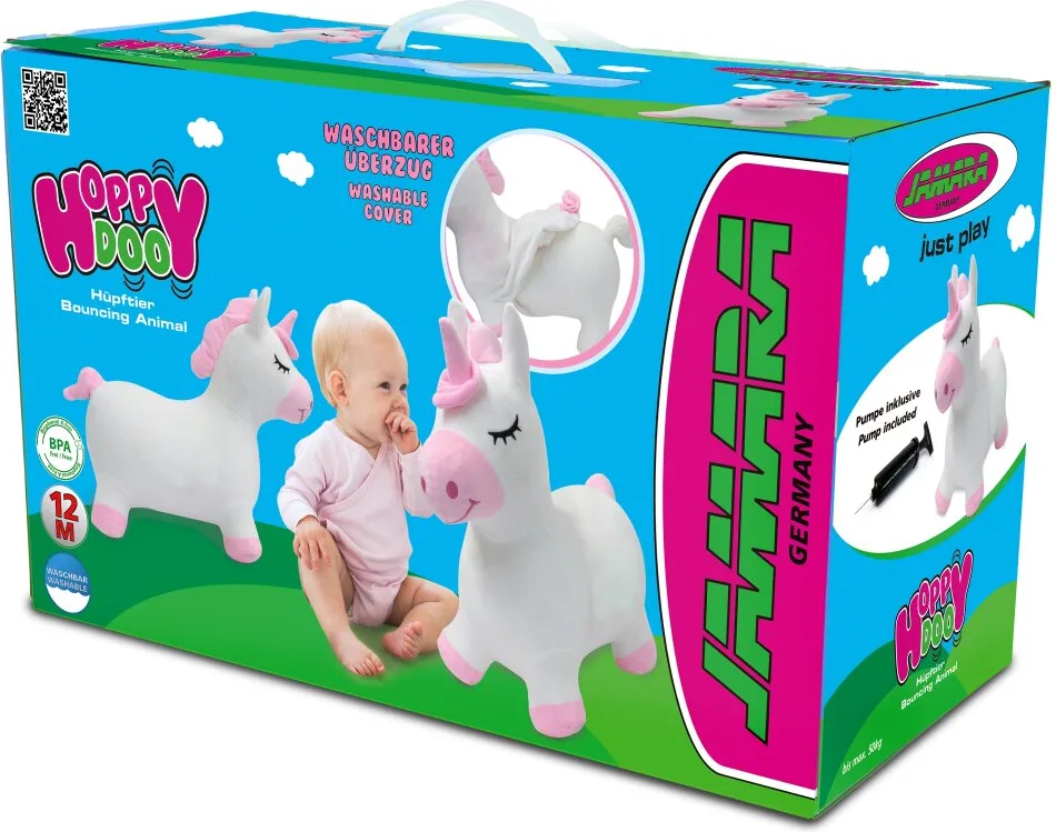 Correpasillos Unicornio Saltarin Peluche con Bomba — foto 3