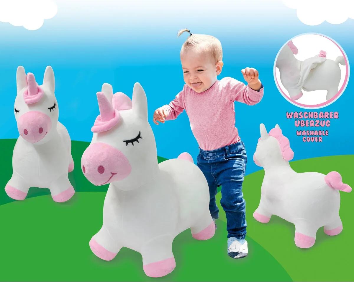 Correpasillos Unicornio Saltarin Peluche con Bomba — foto 8