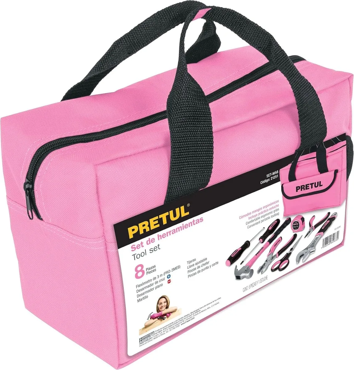 Juego de Herramientas Rosa Pretul (8 Piezas) .Compacto, Práctico y el Regalo Ideal — foto 3
