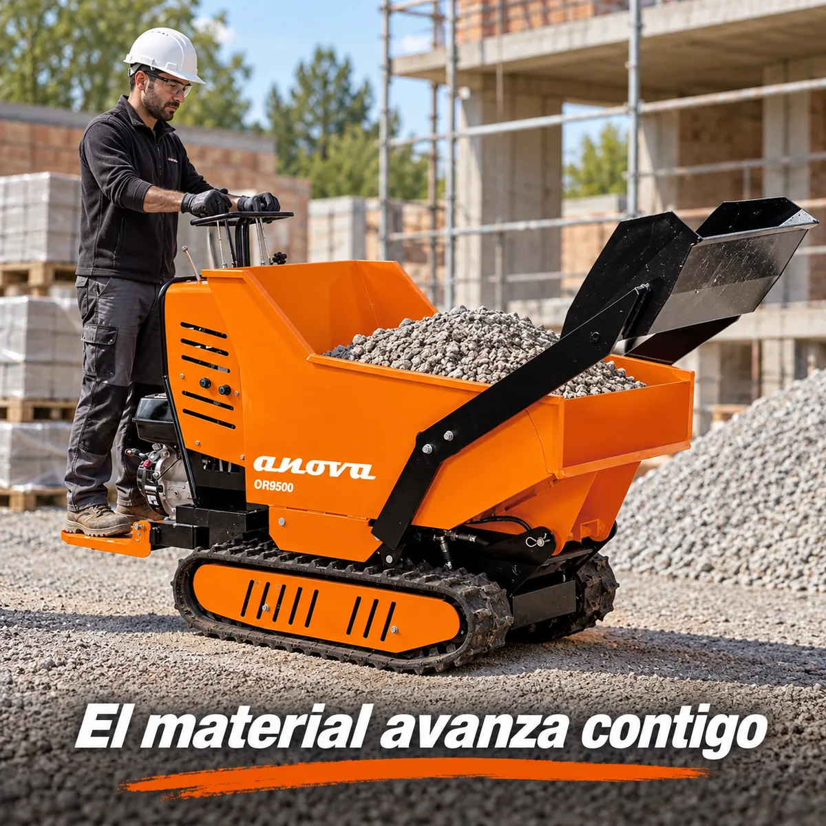 Carretilla de Orugas Anova OR9500 9HP, 500 Kg con Pala de Carga — foto 4