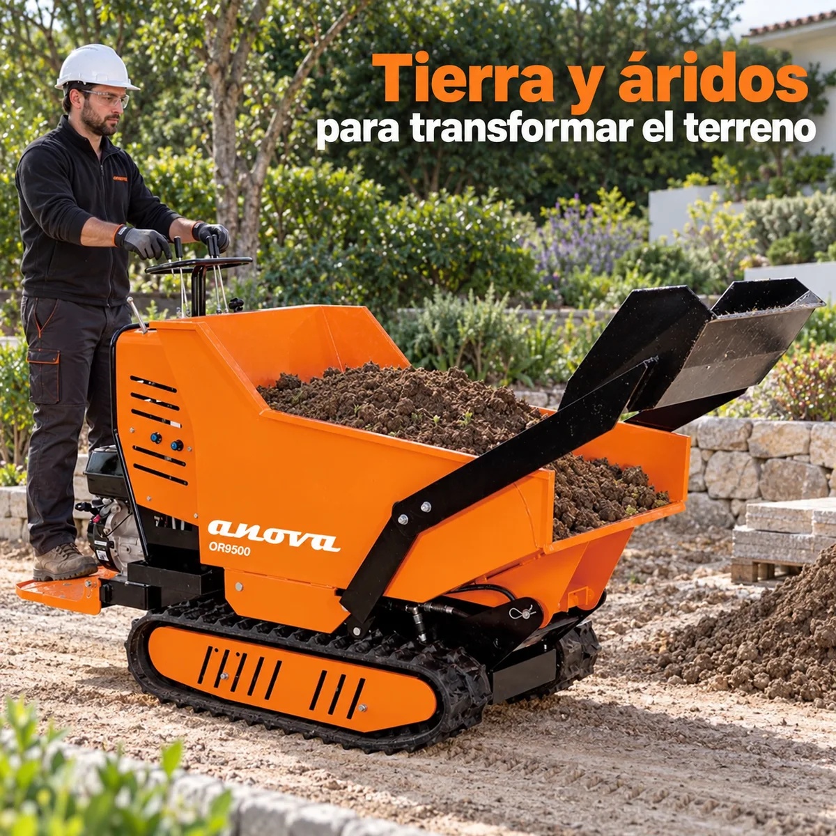Carretilla de Orugas Anova OR9500 9HP, 500 Kg con Pala de Carga — foto 5