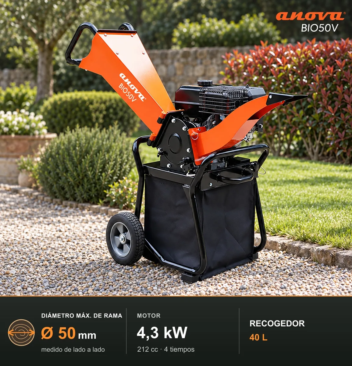 Biotrituradora Gasolina Anova Bio50V con Saco Recogedor — foto 2