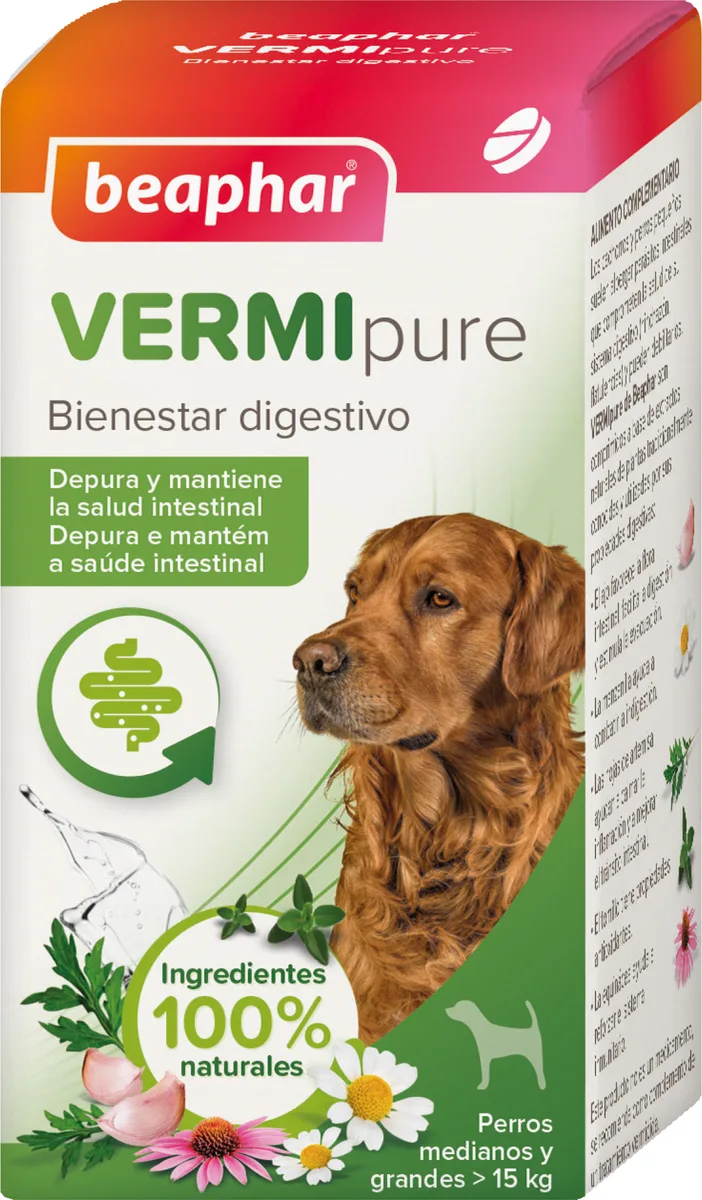 VERMIpure 50 Comprimidos Naturales Perros Medianos y Grandes