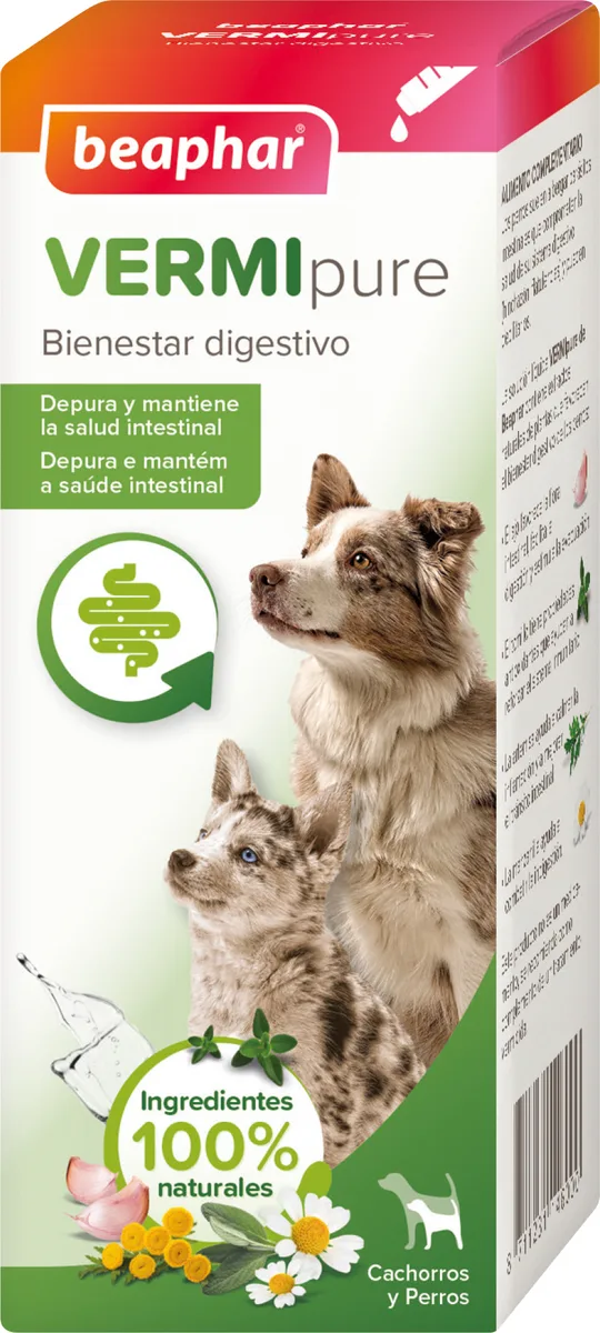 Beaphar VERMIpure Solucion Liquida Natural Perros y Cachorros - 50ml