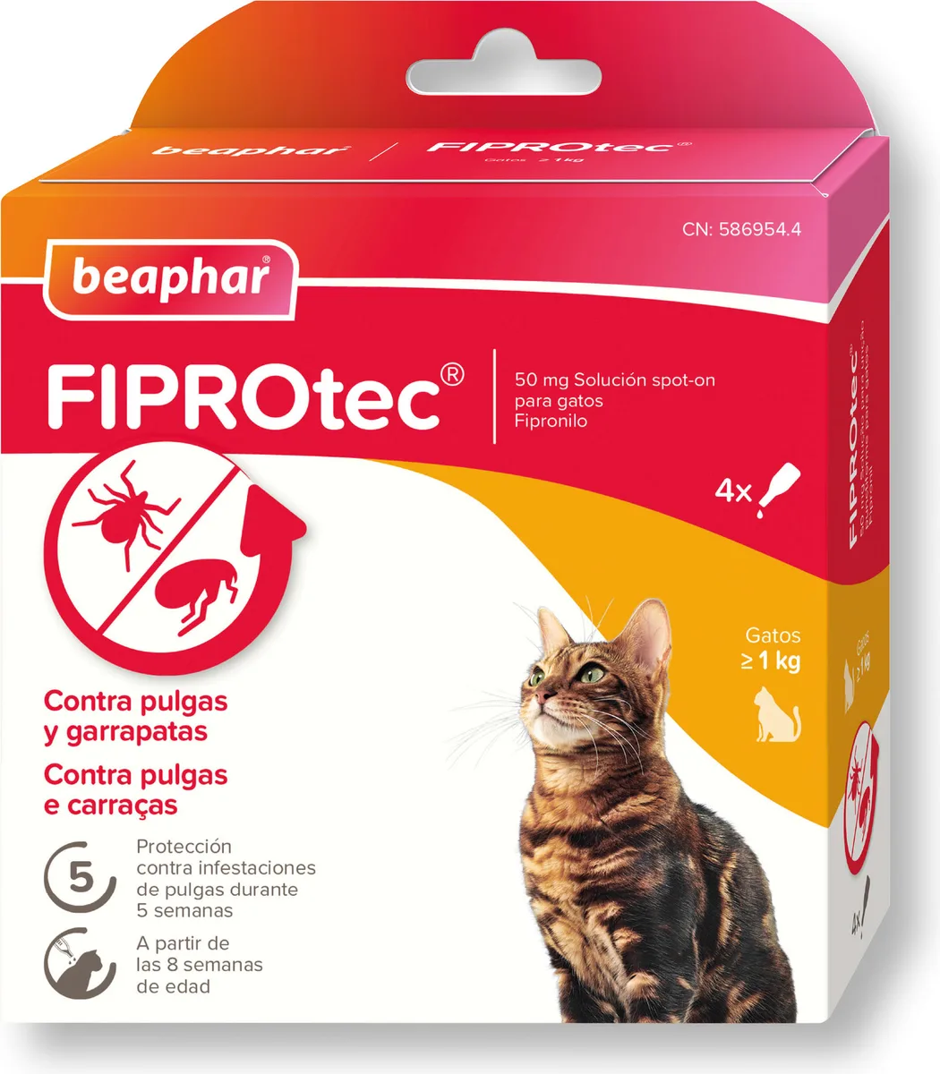 Beaphar FIPROtec Pipeta Antiparasitaria Gatos 4x0,5ml