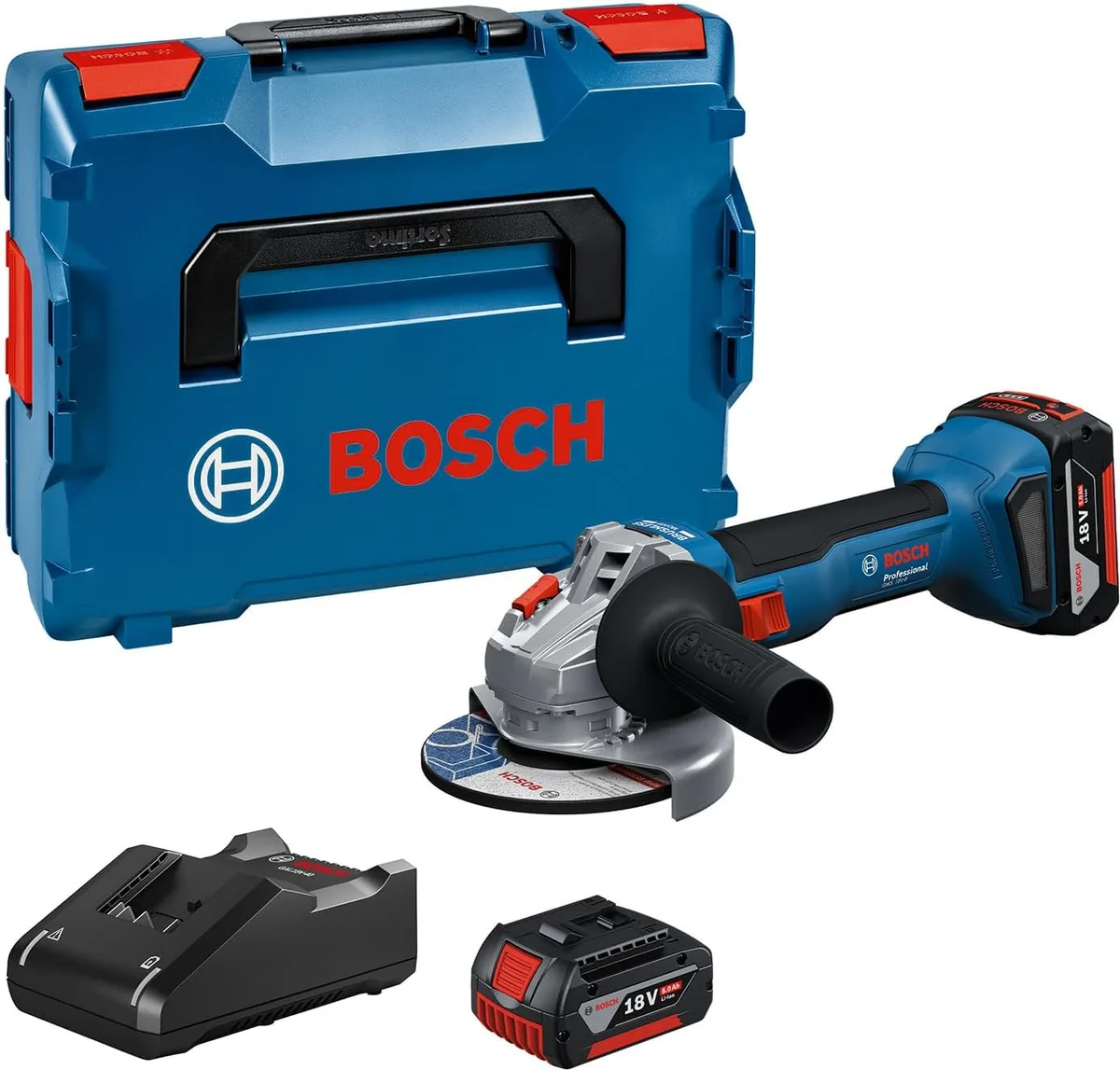 Miniamoladora Radial a Bateria Bosch GWS 18V-8 Cargador y 2 Baterias 5 Ah — foto principal