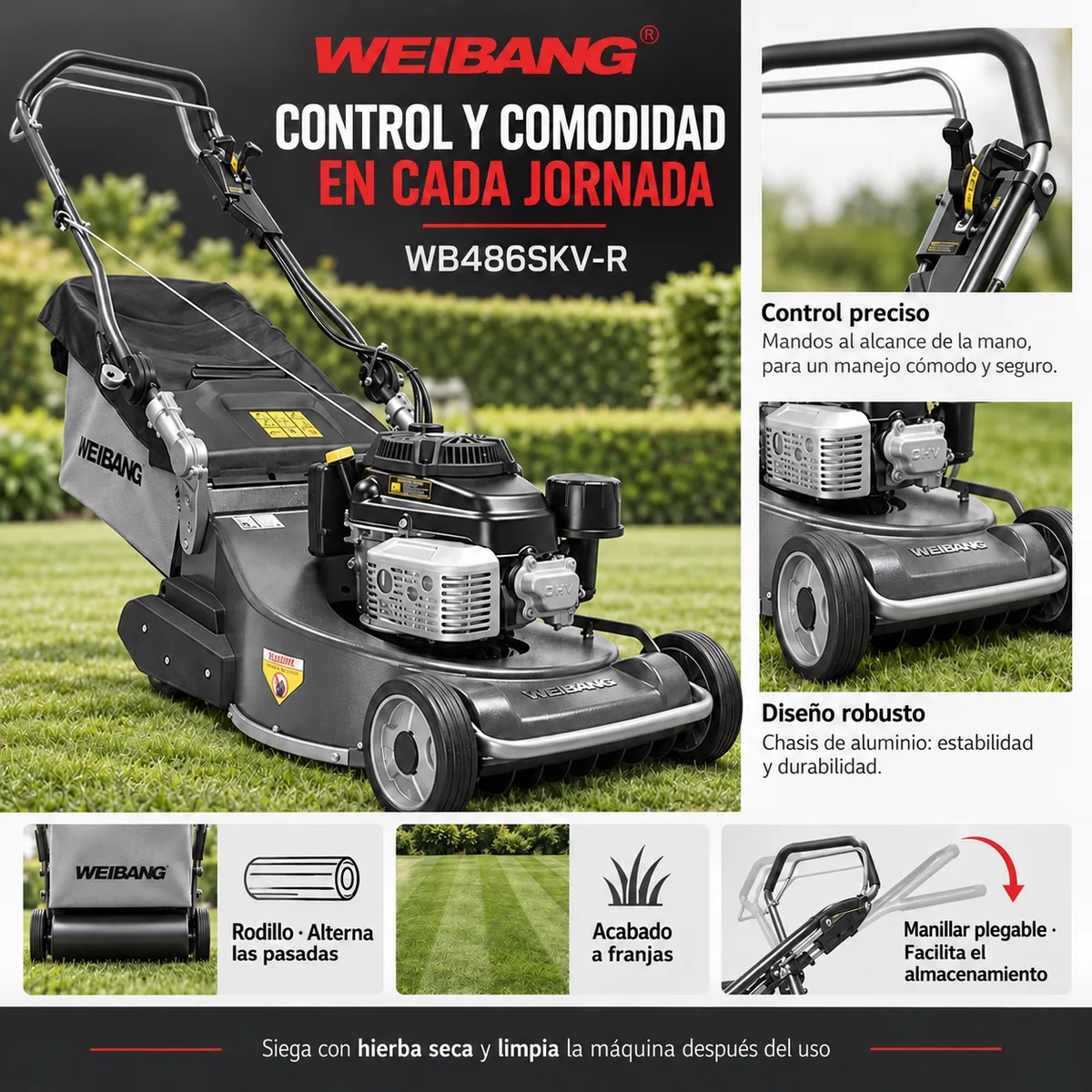 Cortacesped Rodillo Weibang WB 486SKV-R Motor Kawasaki — foto 6