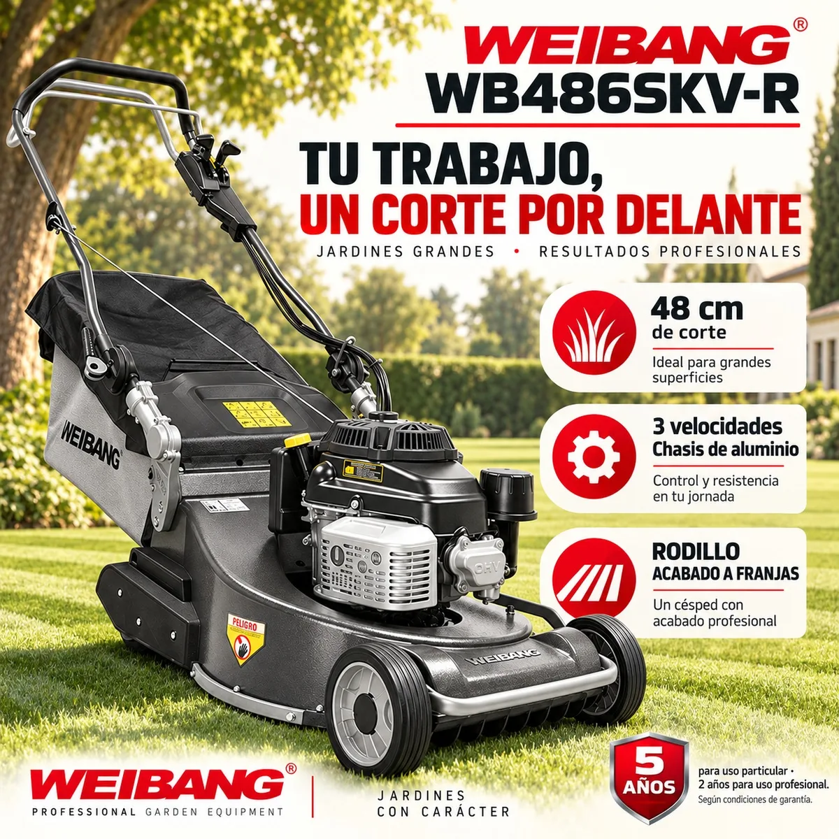 Cortacesped Rodillo Weibang WB 486SKV-R Motor Kawasaki — foto 2