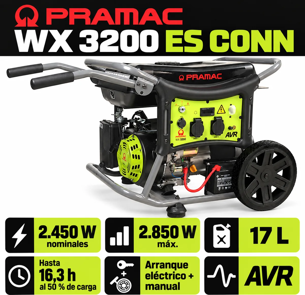 Generador de gasolina Pramac WX 3200 ES CONN · 2.450 W · arranque eléctrico — foto 2