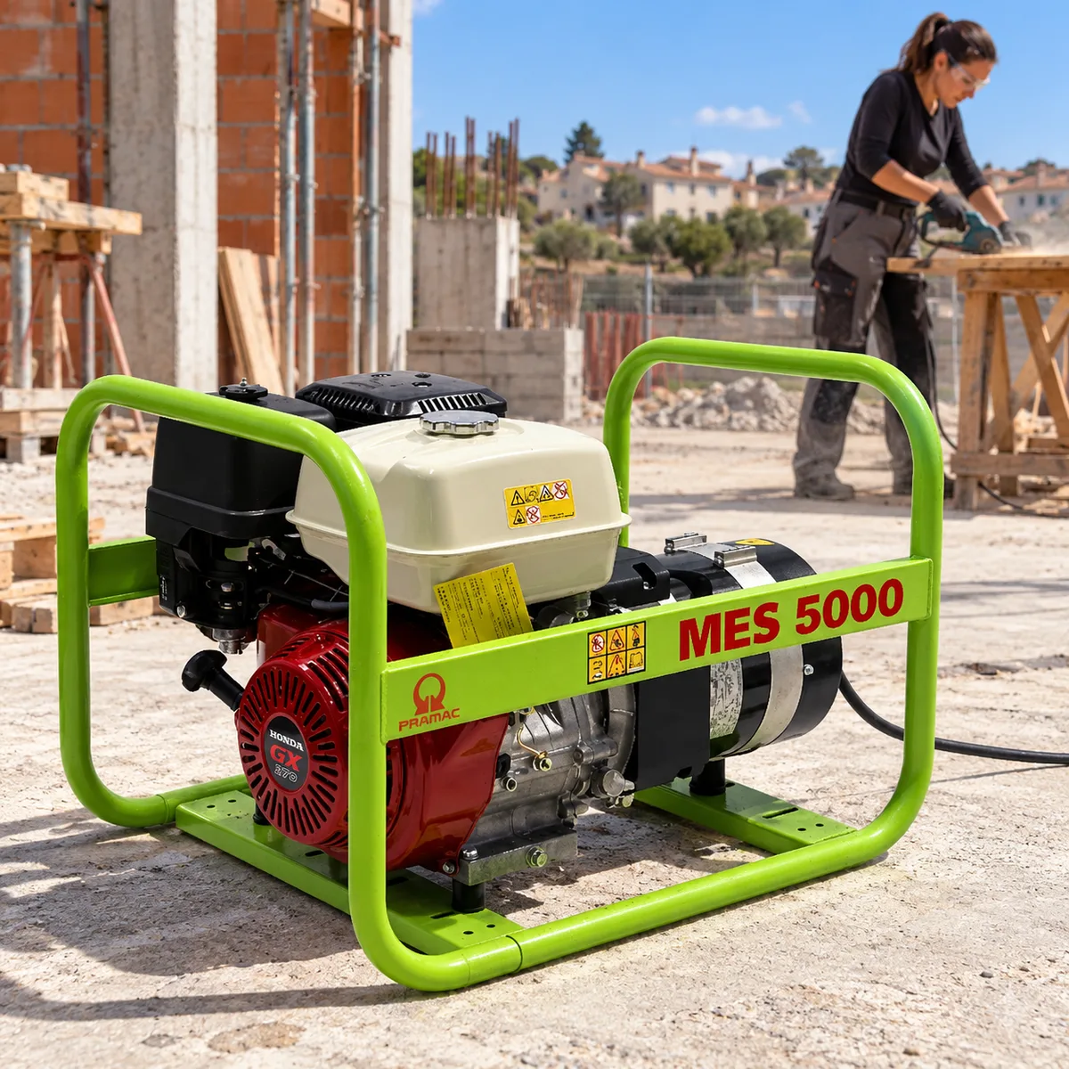 Generador de gasolina Pramac MES5000 · Honda GX270 · 3,9 kW continuos — foto 4
