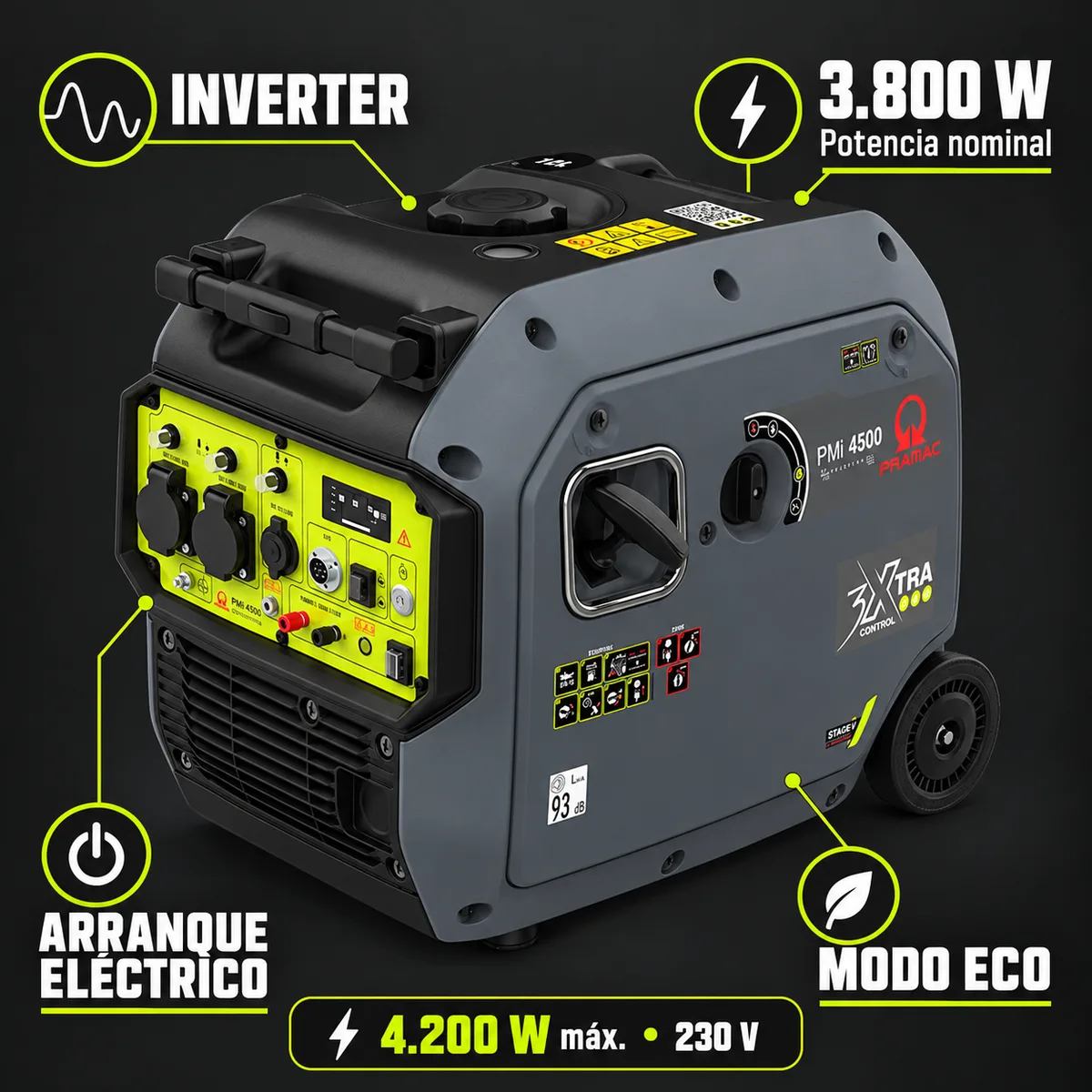 Generador inverter Pramac PMi4500 · 3.800 W · arranque eléctrico — foto 2