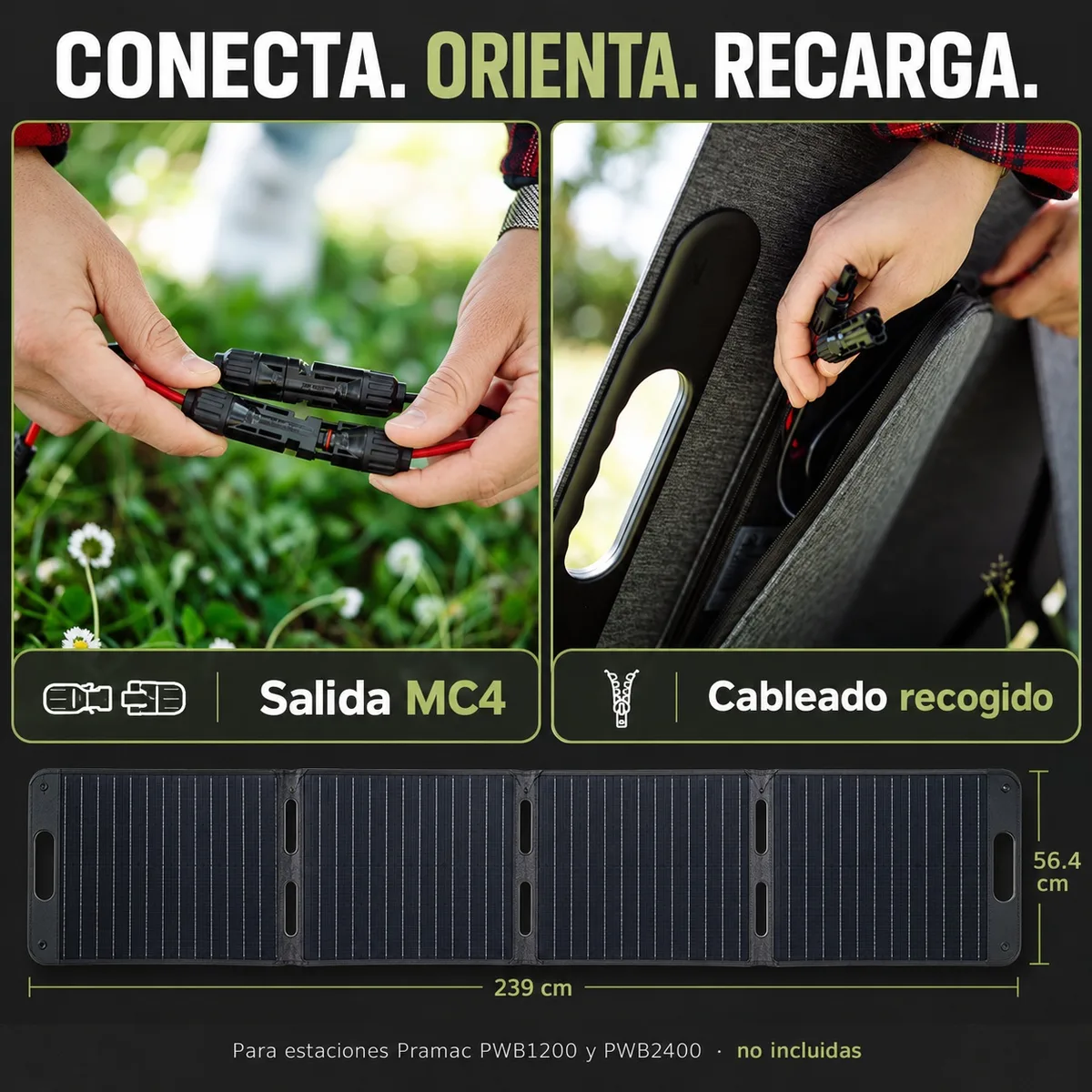 Panel solar portátil Pramac PWB 200 W · plegable · conexión MC4 — foto 5