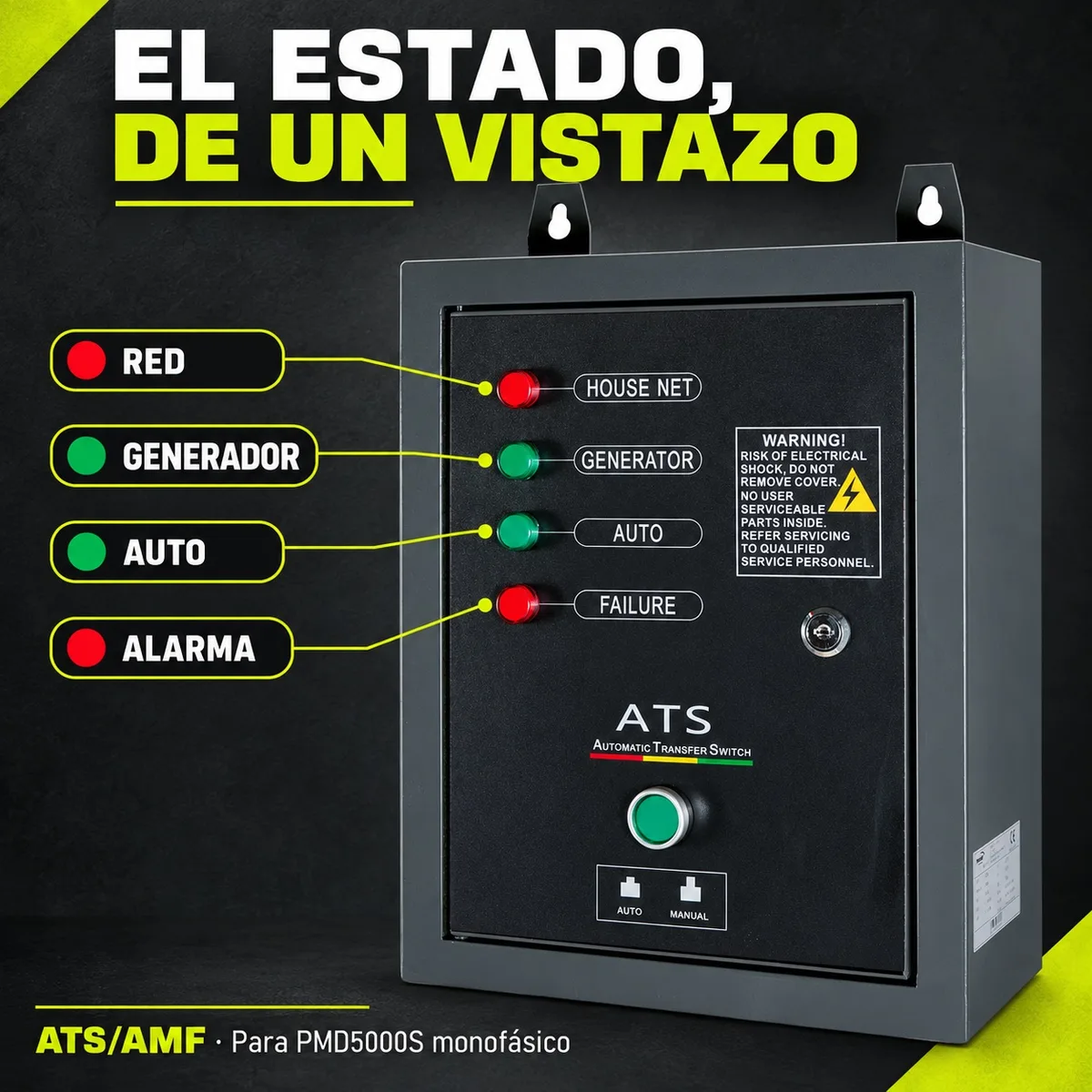 Cuadro automático ATS/AMF Pramac PMD5000S · monofásico · cable de control 8 m — foto 2