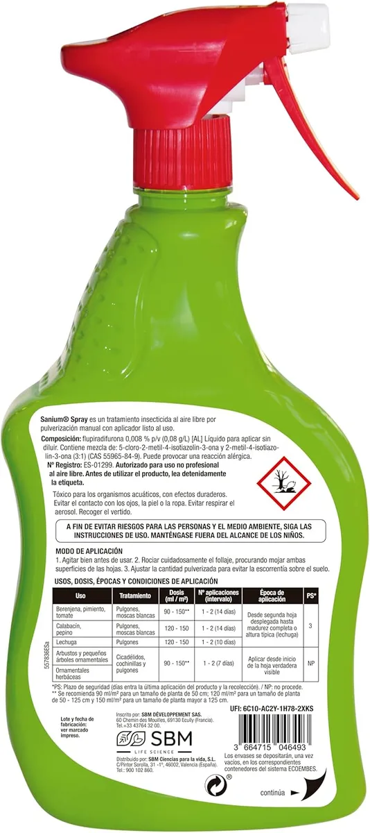 Pistola Insecticida Sistemico Sanium Anticochinillas 800 Ml — foto 3