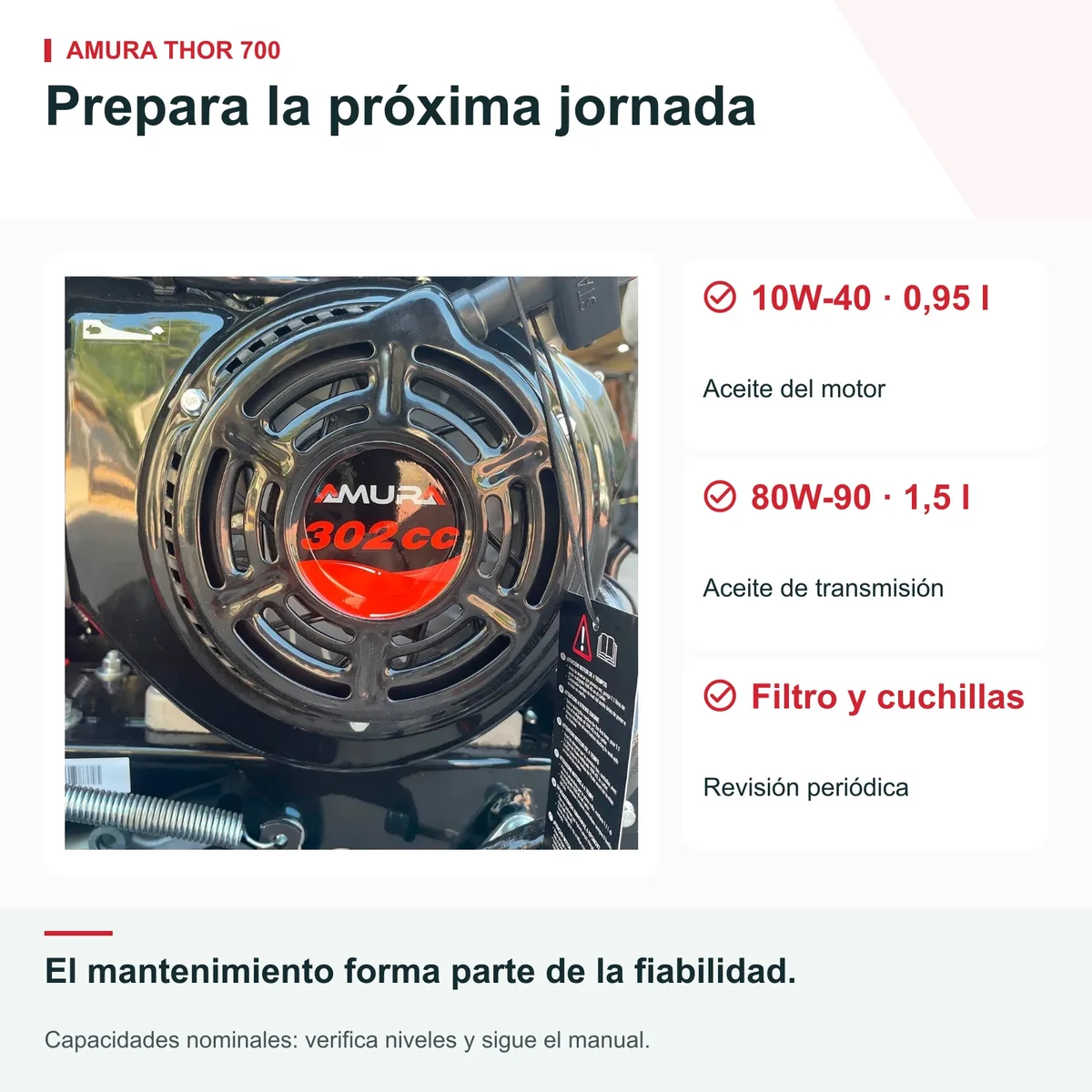 Desbrozadora de martillos Amura Thor 700 · 302 cc · 69 cm · arranque eléctrico — foto 7