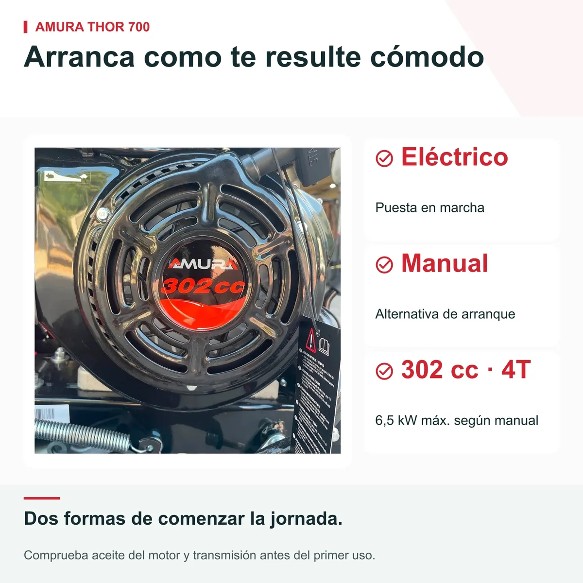 Desbrozadora de martillos Amura Thor 700 · 302 cc · 69 cm · arranque eléctrico — foto 4