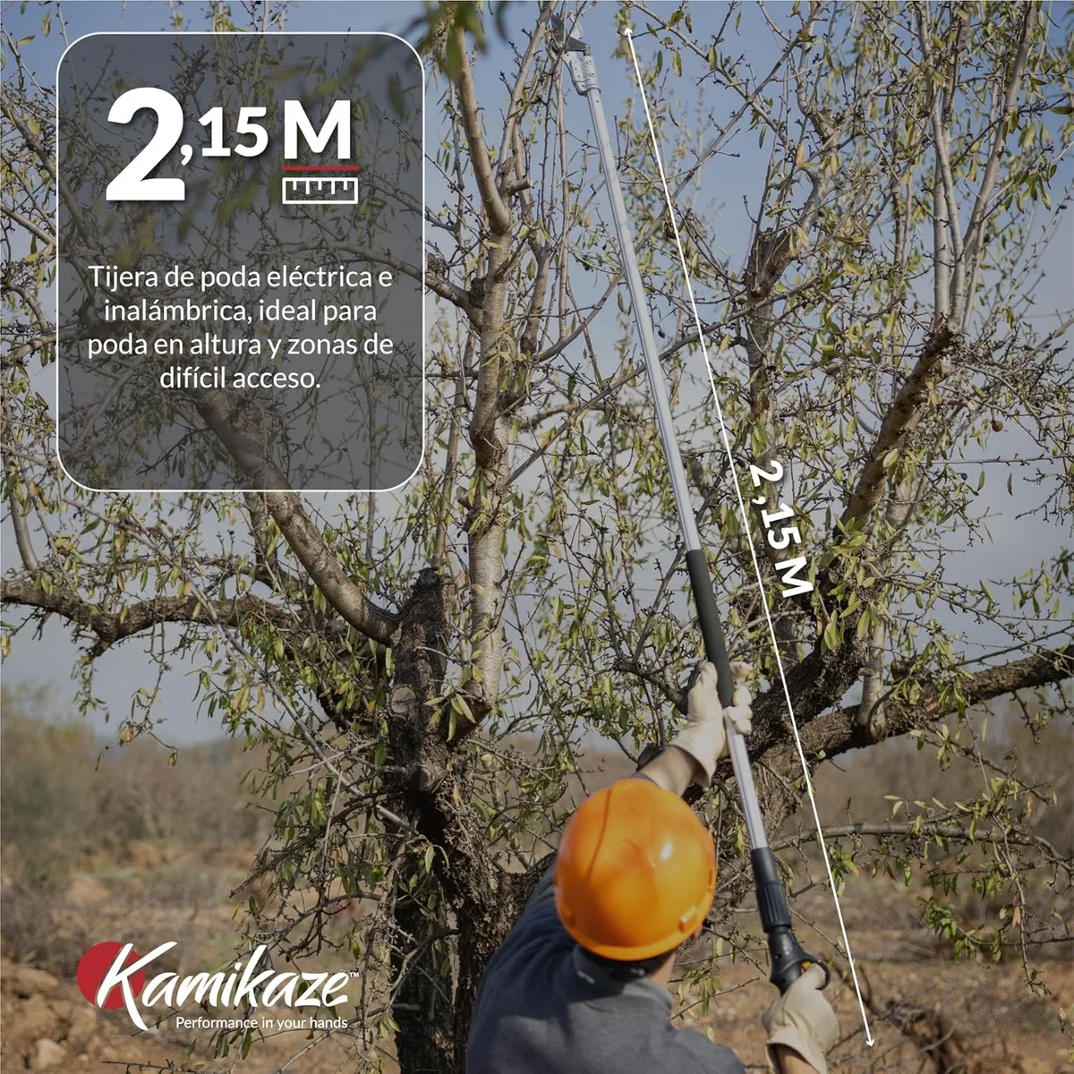 Tijera de poda en altura Kamikaze KV205 204 cm + 2 baterías 4 Ah y cargador — foto 11