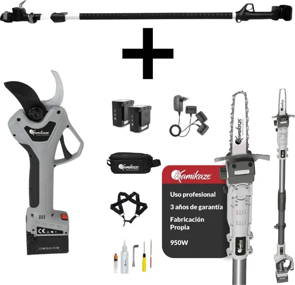 Pack poda Kamikaze KVS7000P + tijera KV390 + pértiga 155-225 cm + 4 baterías y 2 cargadores — foto 6